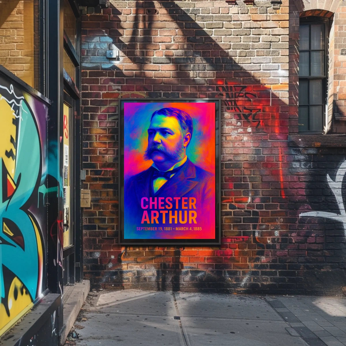 Chester A. Arthur 21st President of the United States Neon Gradient Overlay Poster