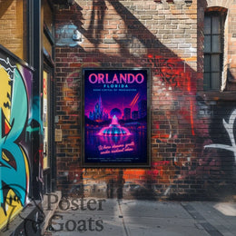 Orlando's Futuristic Neon Dreamscape: Urban Cityscape Poster