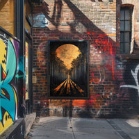 Surreal Forest Road with Celestial Body Artistic Poster
