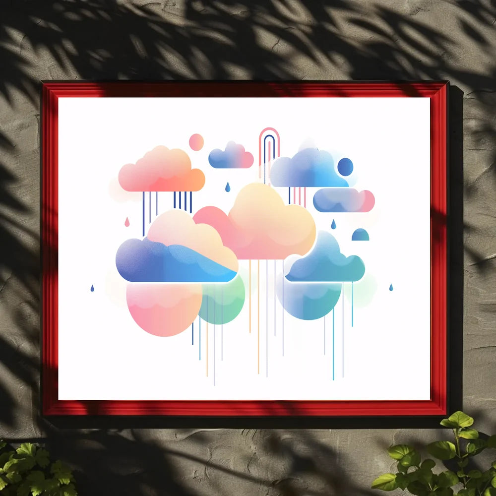 Abstract Rainbow Clouds: Modern Pastel Art Poster