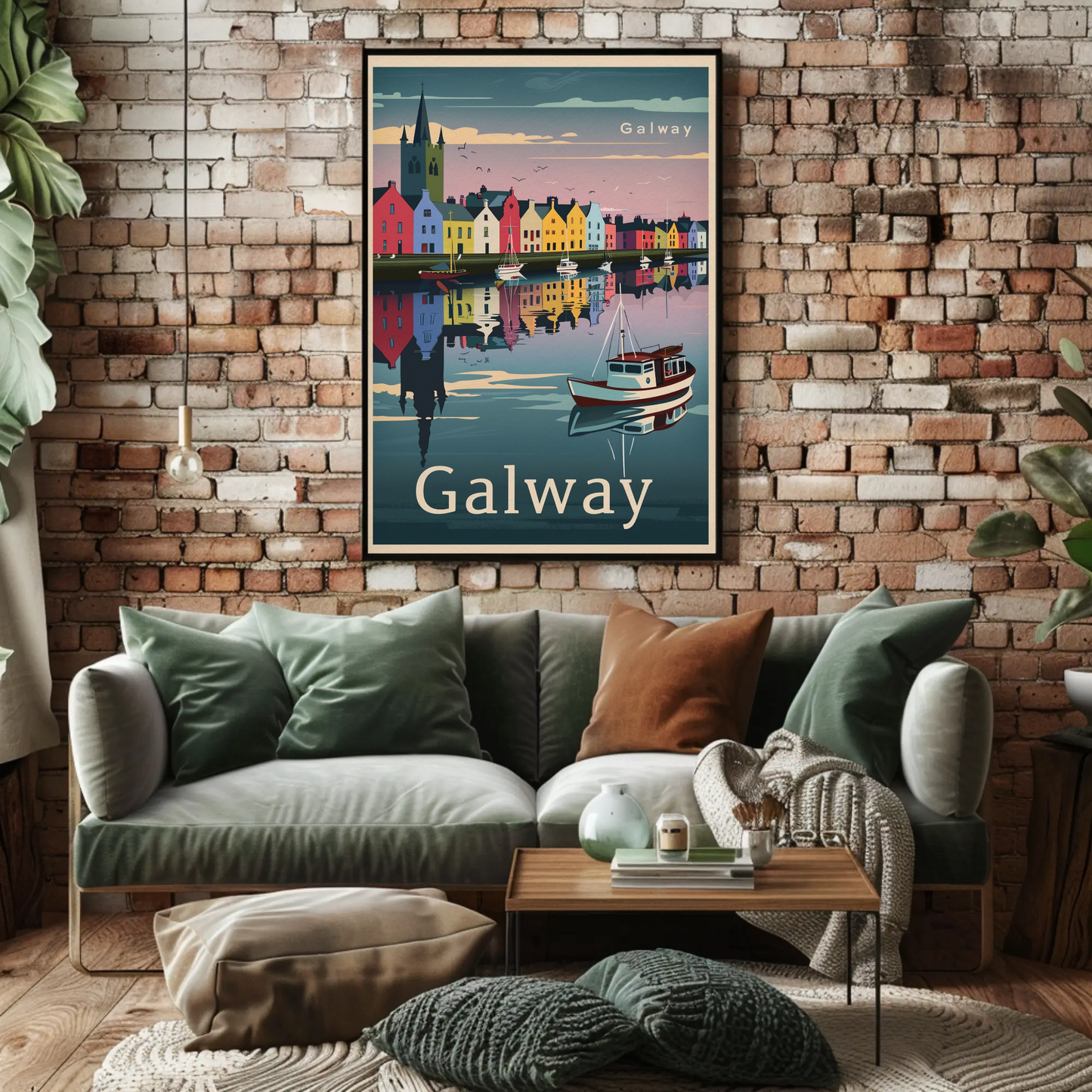 Galway Waterfront Reflections Ireland Travel Poster