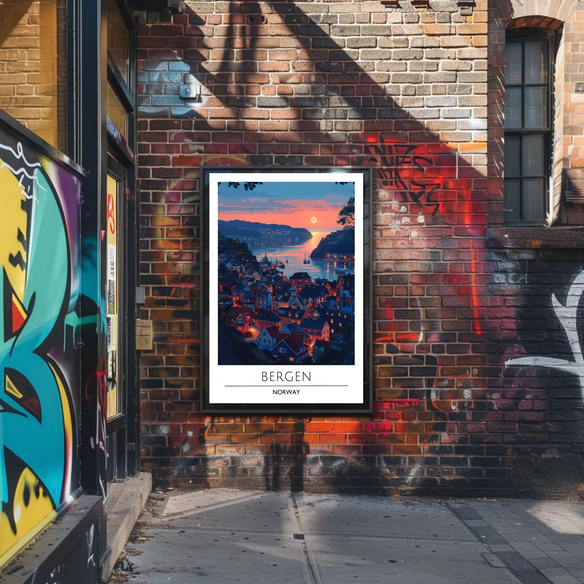 Bergen Sunset View Travel Poster