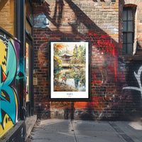 Nara Landscape with Deer in Autumn Travel Poster PosterGoat