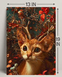 Whimsical Cat Antler Enchantment Fantasy or Mythology Poster