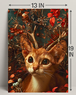 Whimsical Cat Antler Enchantment Fantasy or Mythology Poster