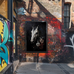 Striking Horse and Flowers Artistic Animal Poster PosterGoat