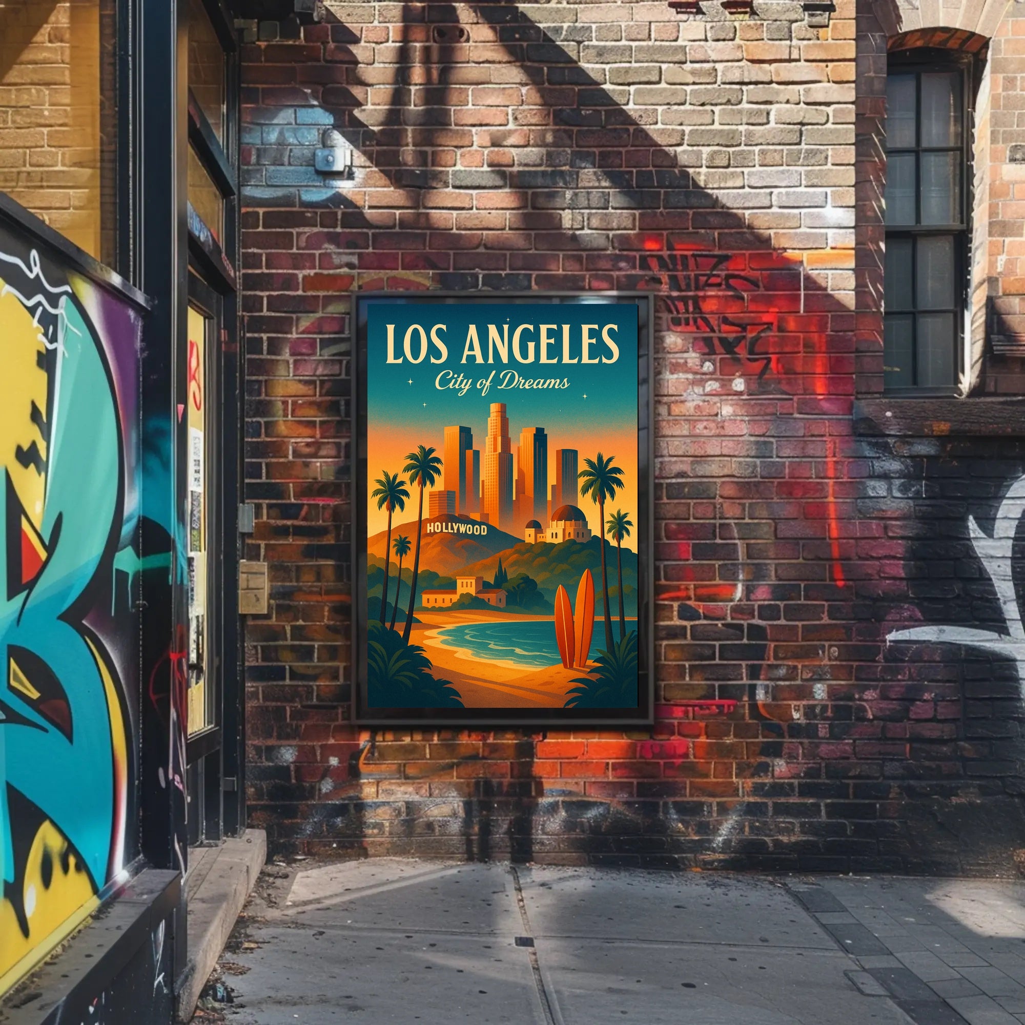 Los Angeles Dreams Sunset Urban Cityscape Poster