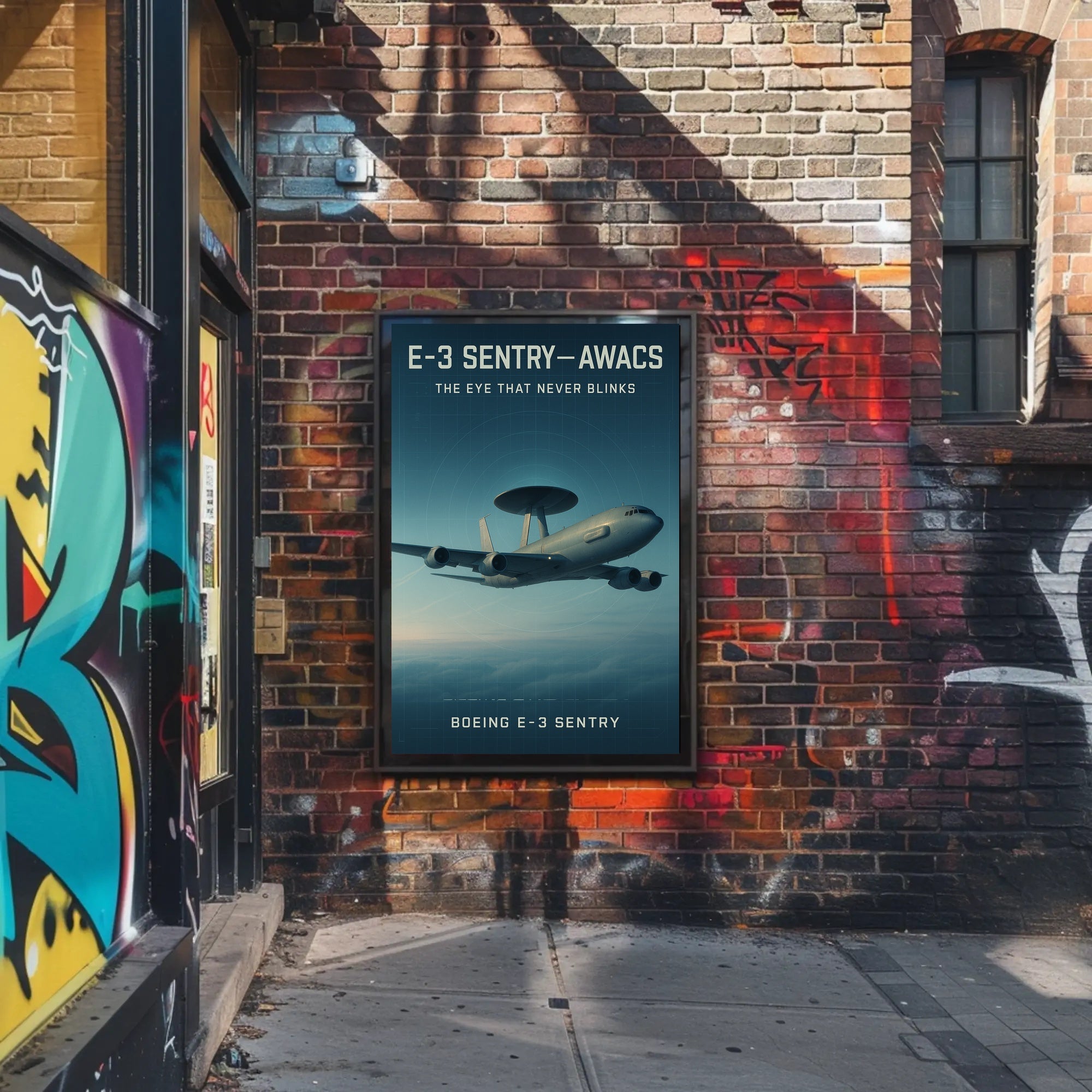 E-3 Sentry AWACS Military Aircraft Vintage Poster