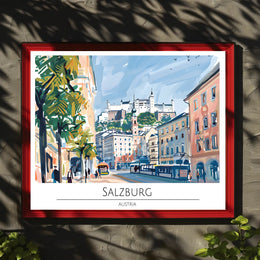 Salzburg Scenic Illustration Poster PosterGoat