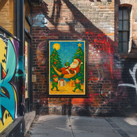 Santa's Cozy Christmas Hammock Mosaic Art Poster