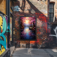 Tranquil Cherry Blossom Landscape Poster