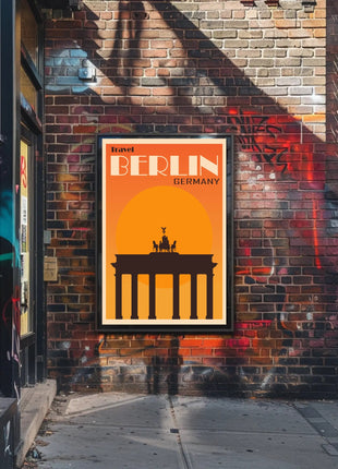 Brandenburg Gate Vintage Travel Print: Iconic Berlin Landmark Poster