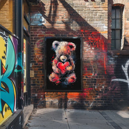 Heartfelt Embrace Watercolor Teddy Bear Love Poster