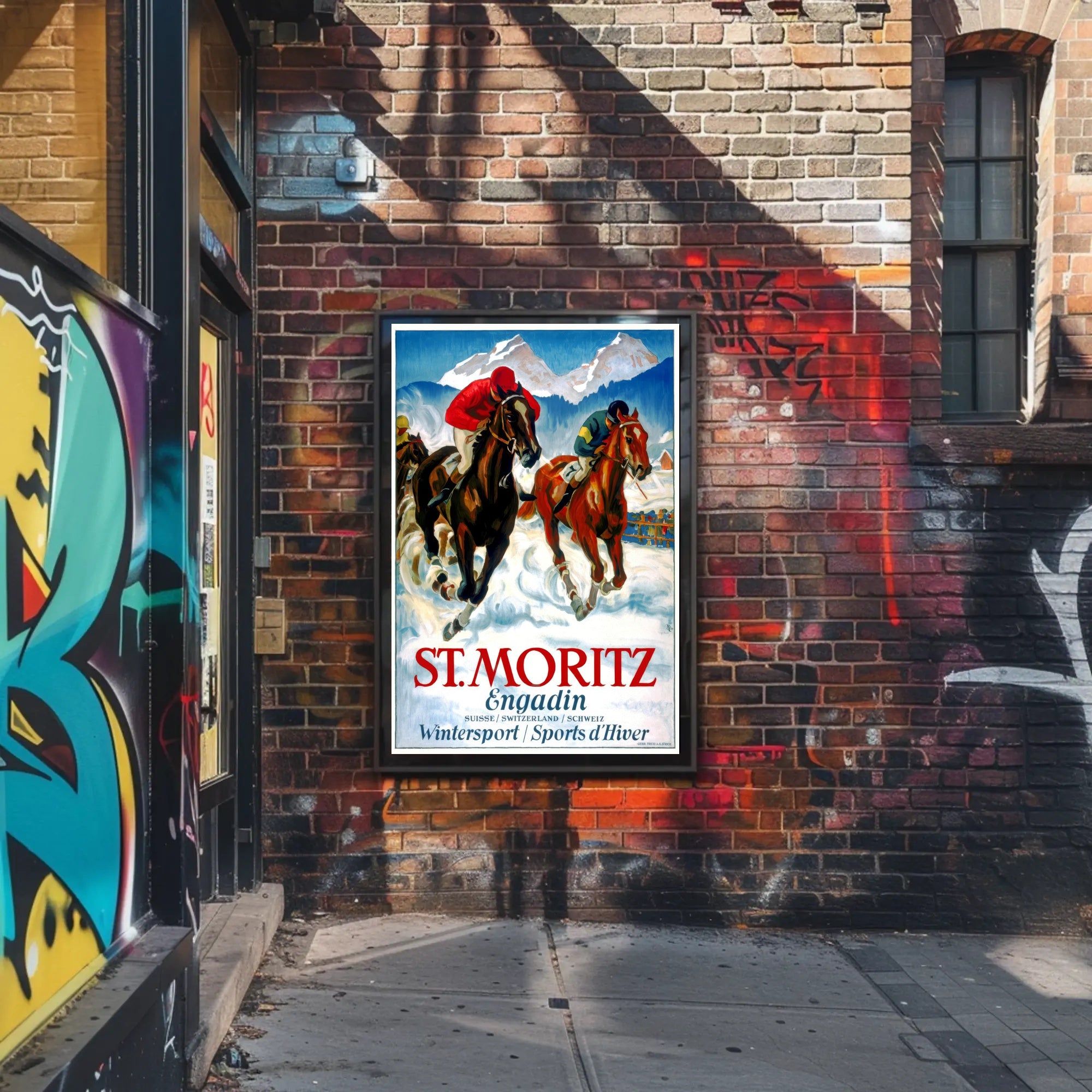 St. Moritz Adventure Vintage Winter Sports Travel Poster PosterGoat