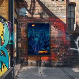 New York City Nightscape Poster Modern Urban Glow Wall Art