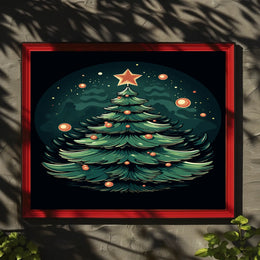 Festive Christmas Tree Illustration Poster