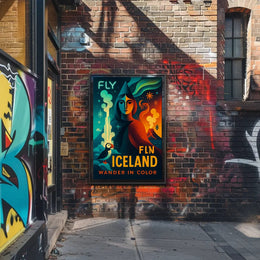 Iceland Adventure Fly and Wander Travel Poster PosterGoat