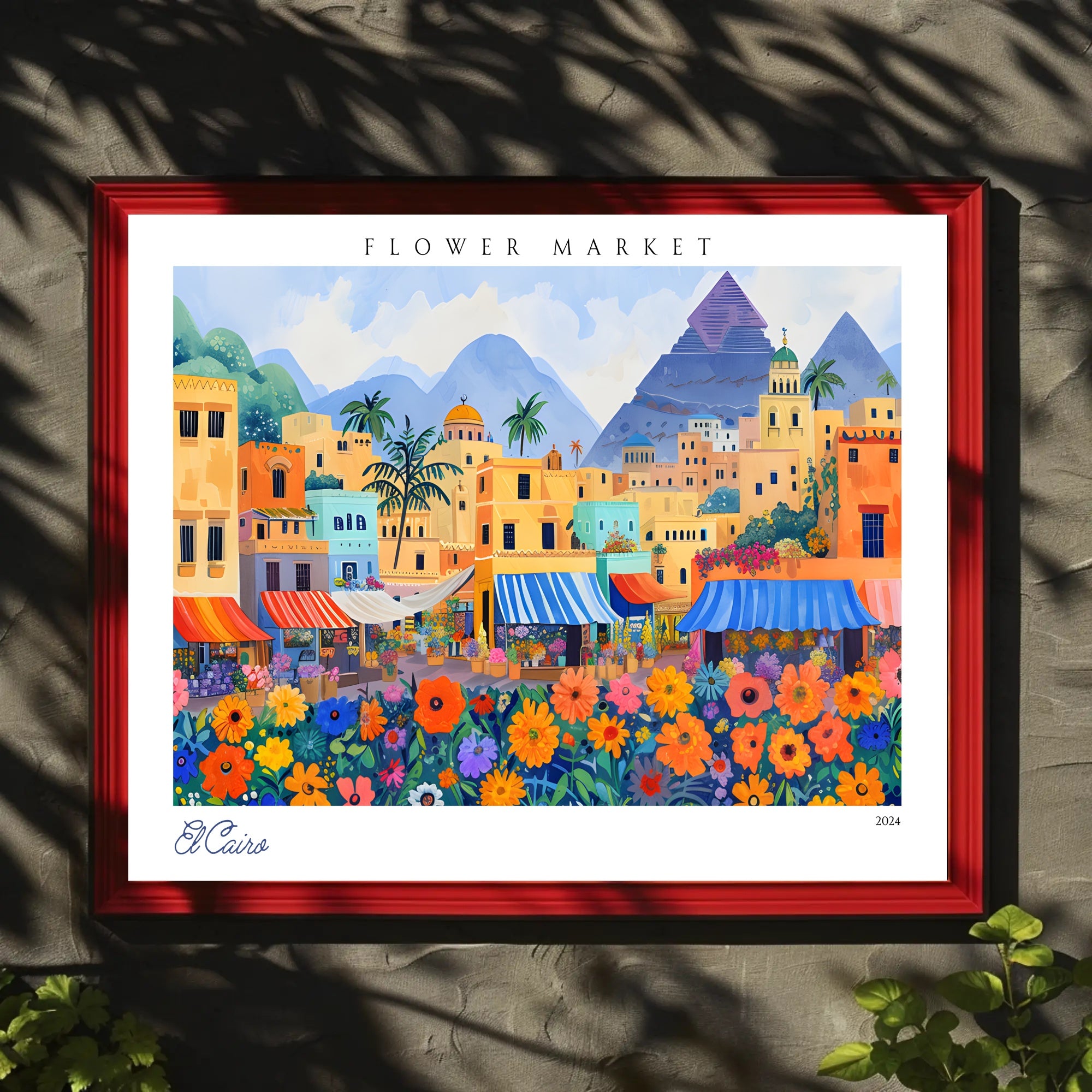 Vibrant Flower Market in El Cairo Poster PosterGoat