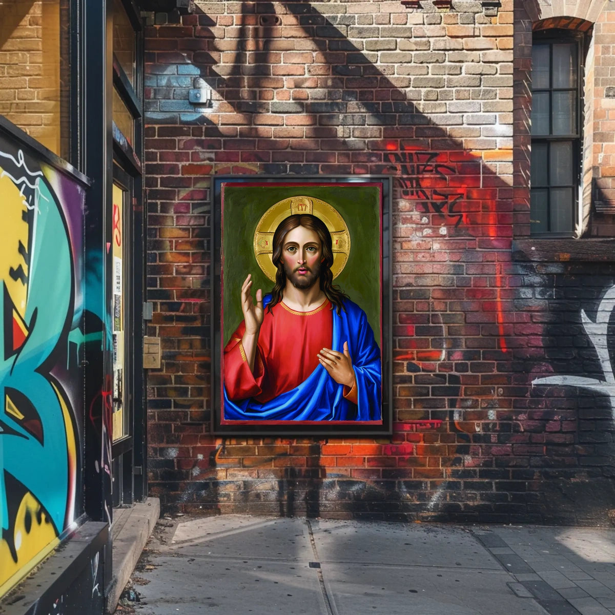 Iconic Portrait of Jesus Christ Poster