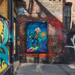Cosmic Einstein on a Skateboard Poster