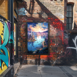Modern Cityscape Art Vibrant Urban Scene Artistic Poster