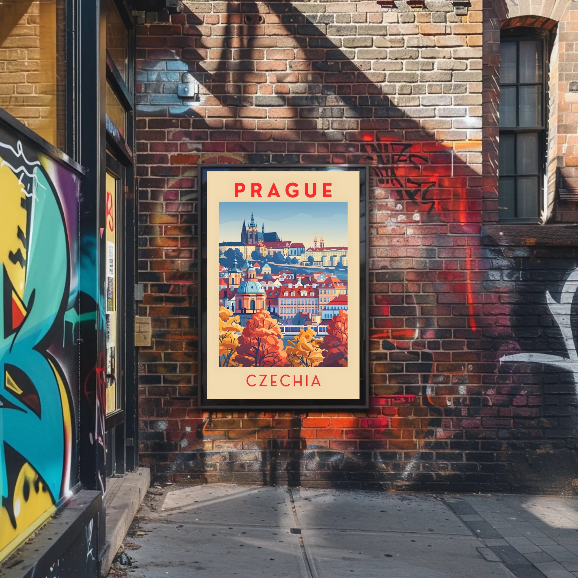 Stylized Historic Architecture of Prague Travel Poster
