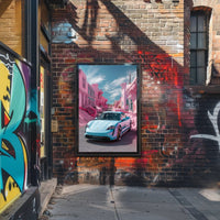 Futuristic Drive in a Surreal Landscape Poster PosterGoat