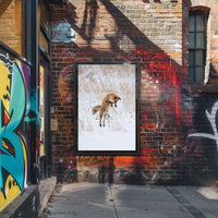 Red Fox Leaping in Snow Animal Poster