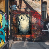 Enchanted Gnarled Trees in Misty Forest - Artistic Poster