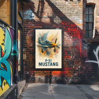 P-51 Mustang WWII Vintage Aviation Art Poster