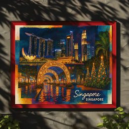 Singapore A Vibrant Nightscape Poster