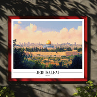 Jerusalem Skyline with Dome of the Rock Cityscape Poster