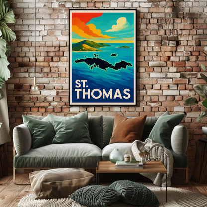 St Thomas Caribbean Island View Colorful Ocean Poster