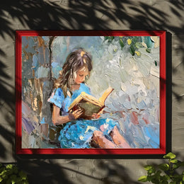 Serene Girl Reading Impressionist Art Poster