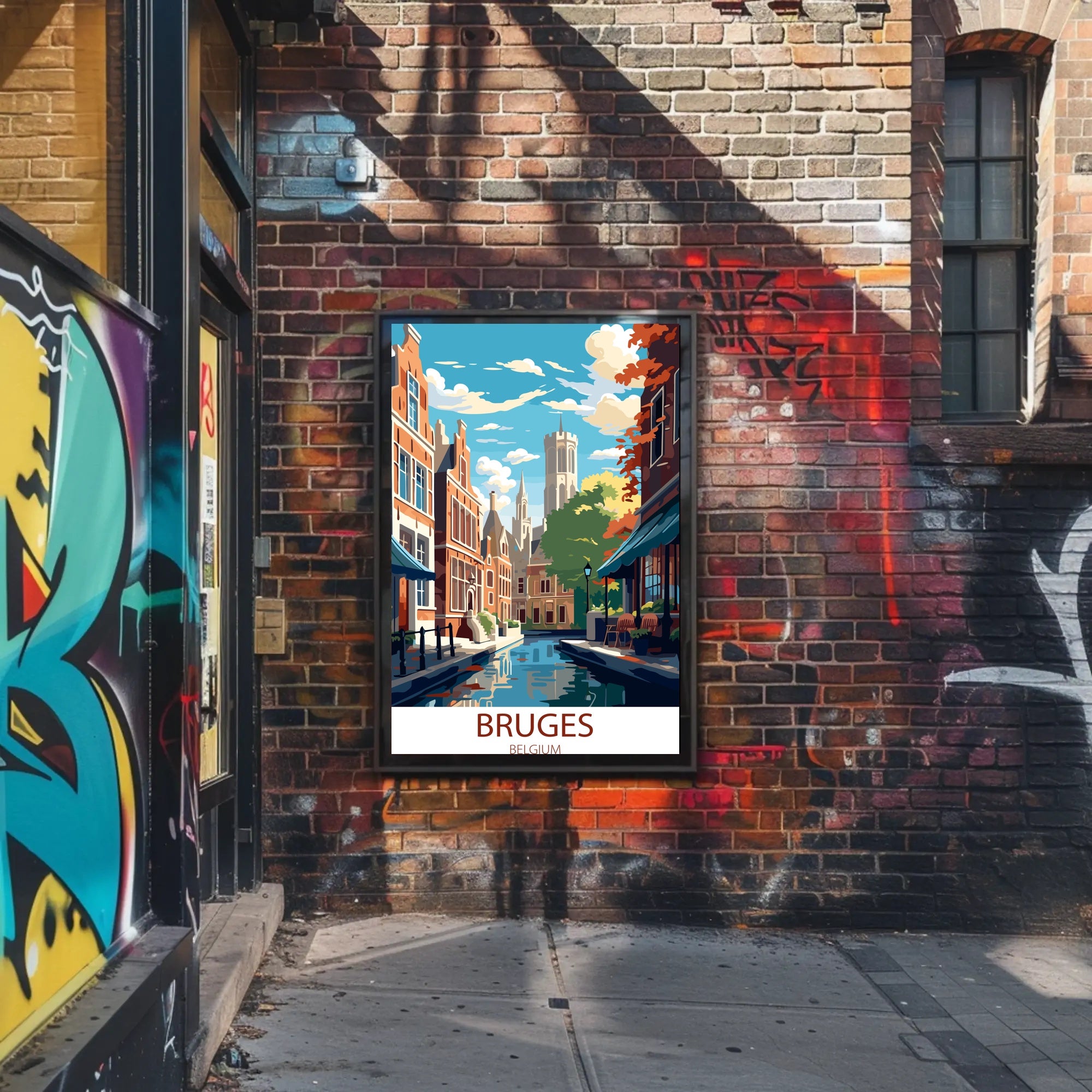 Bruges Vintage Travel Poster: Charming Canals and Architecture