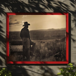 Cowboy's Sunset Reflection: Vintage Western Art Print