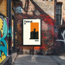 Detroit Skyscraper Modern Illustration Travel Poster