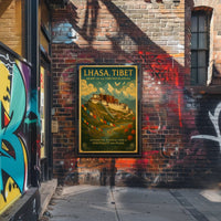 Lhasa Vintage Travel Poster with Tibetan Spiritual Essence