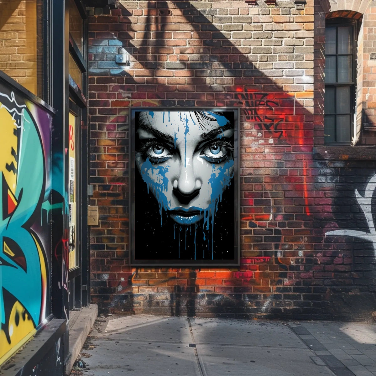 Striking Blue-Eyed Woman Abstract Art Poster