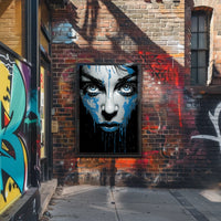 Striking Blue-Eyed Woman Abstract Art Poster