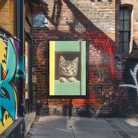 Curious Cat Window Poster Charming Whimsical Print