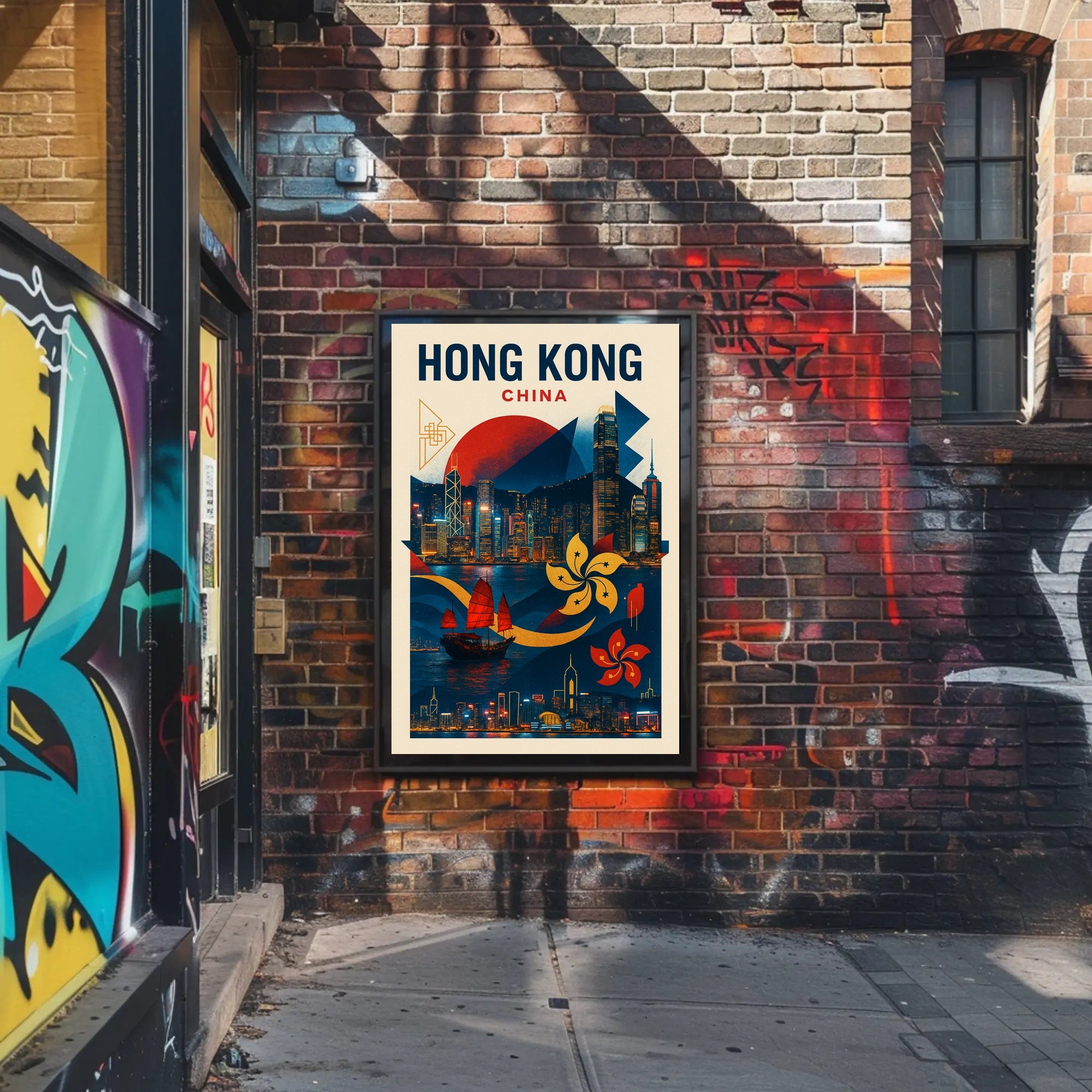 Hong Kong  A Vibrant Cityscape Poster PosterGoat