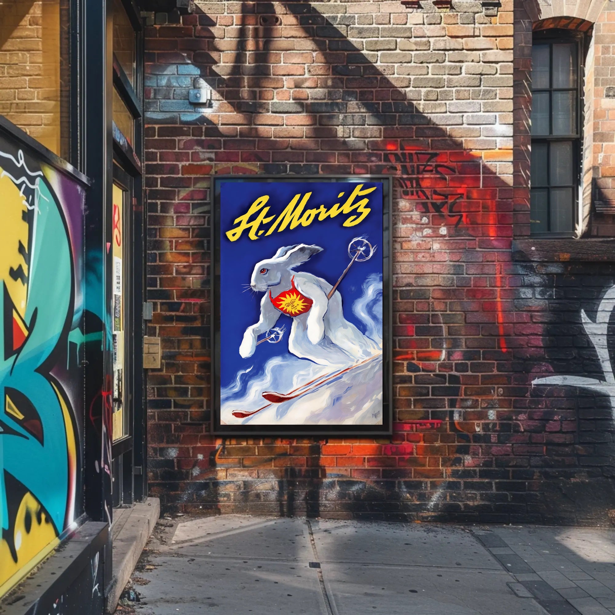 St. Moritz Skiing Poster PosterGoat