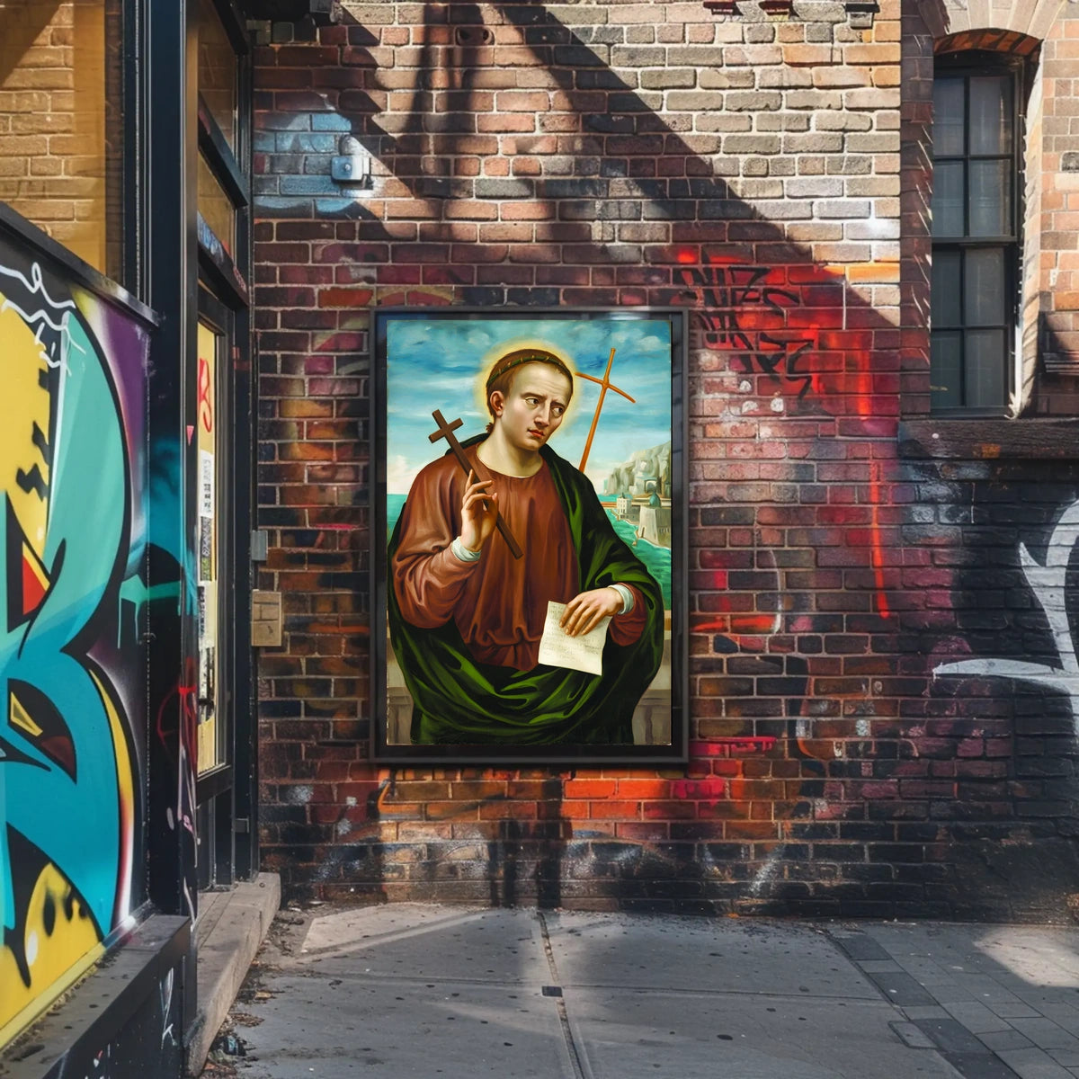 Saintly Portrait with Cross Poster