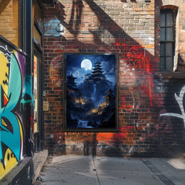 Moonlit Pagoda Serenity Poster