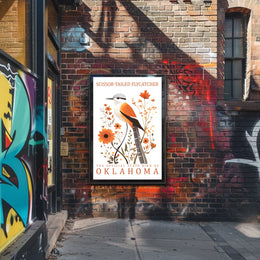 Scissor-tailed Flycatcher Poster with Orange Blossoms