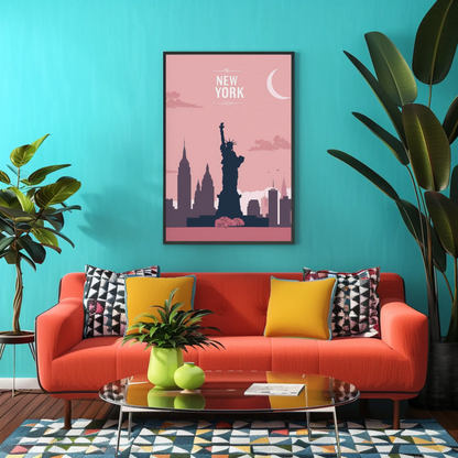 Vintage Travel Poster - New York Statue of Liberty