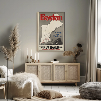 Boston Travel Poster - New Haven Railroad (1930s)