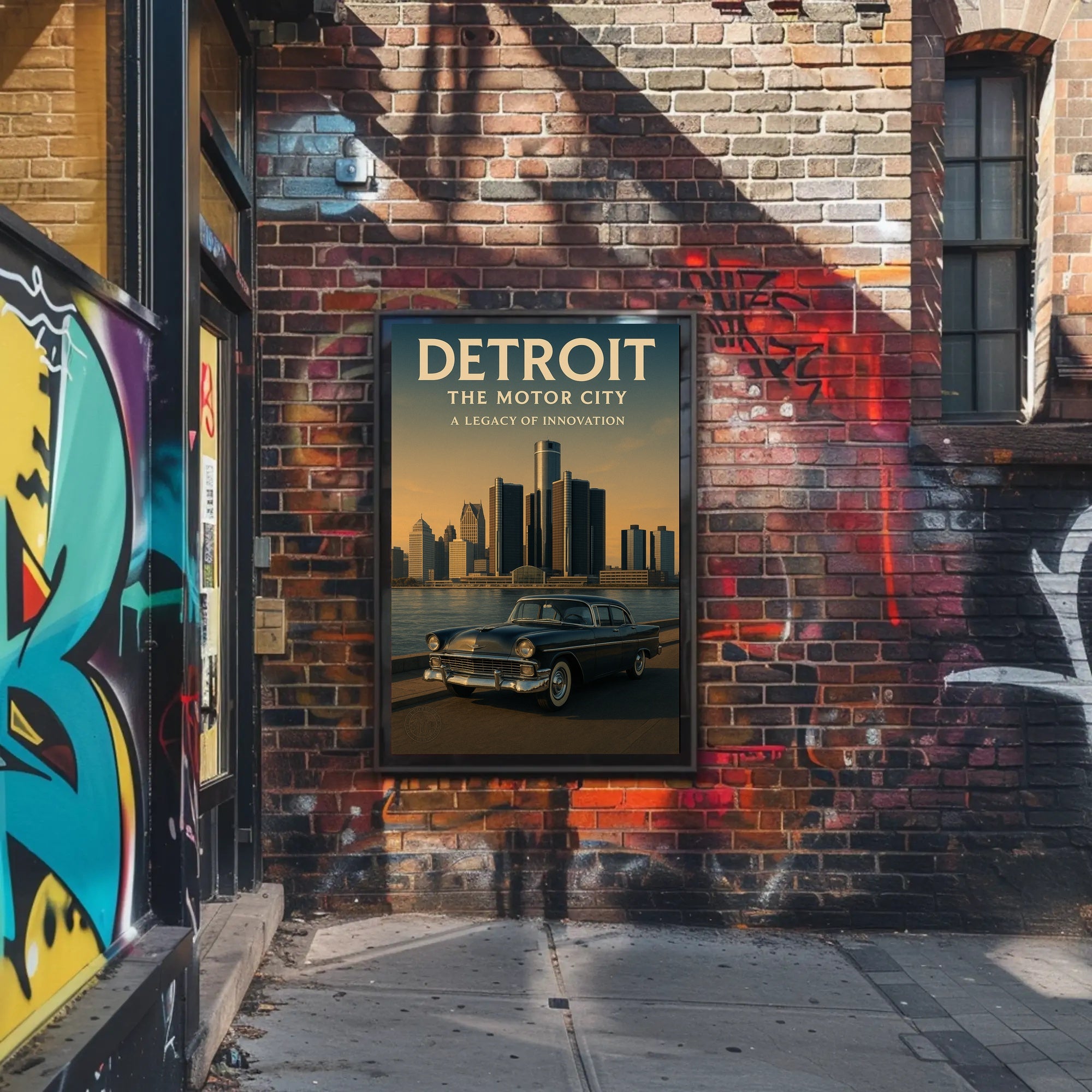 Detroit The Motor City Vintage Poster PosterGoat