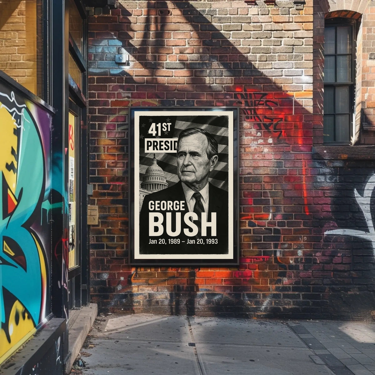 George H. W. Bush 41st President of the United States Digital Montaje Poster